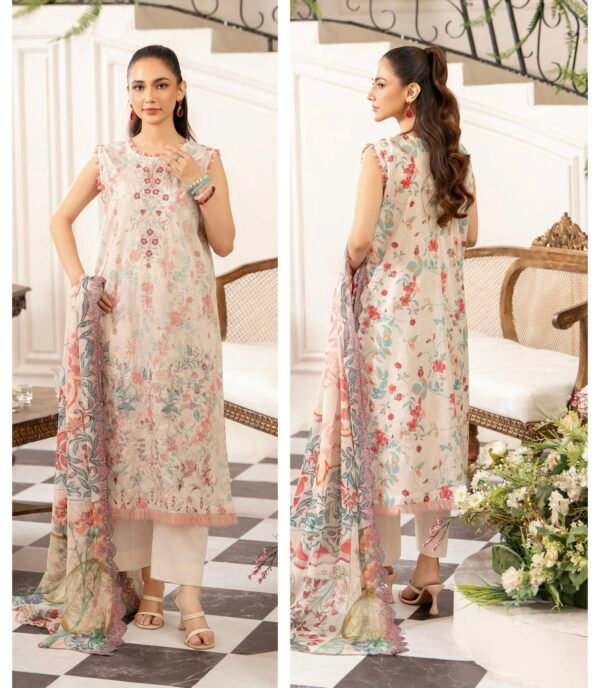 Premium MORJA By Gull Jee - Unstitched 3 Piece Embroidered Chickankari Lawn VOLUME-08 | EDIT'25 - A12
