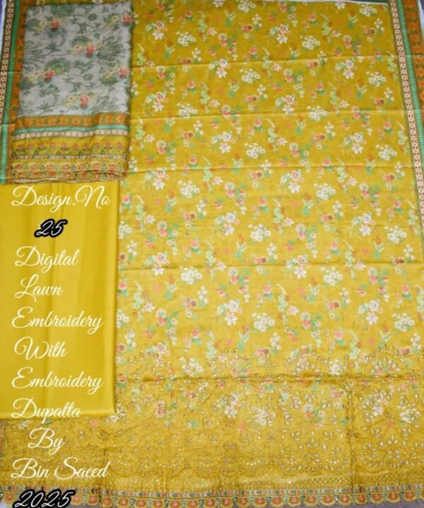 Bin Saeed Embroidered Chikankari Lawn Unstitched 3 Piece Summer Collection - D11