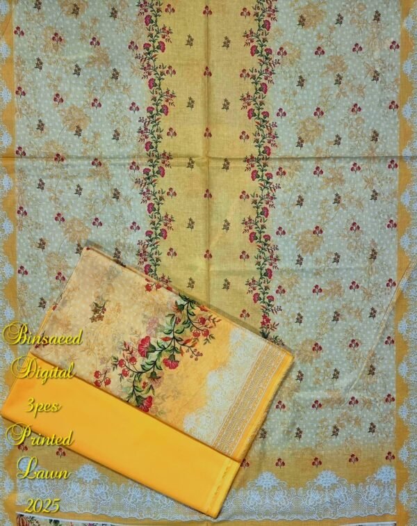 Bin Saeed Unstitched Digital Printed Summer Lawn Collection 2025 - D81