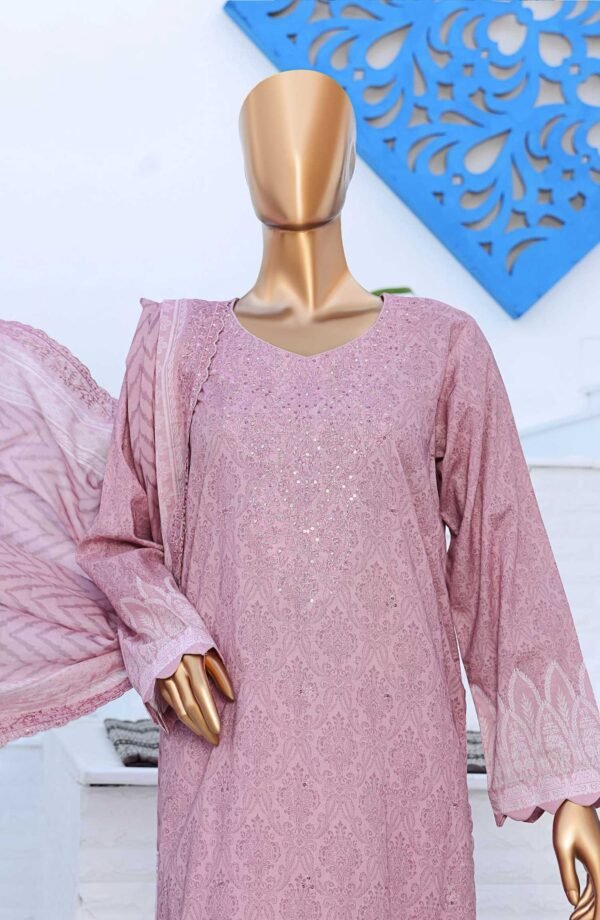 Premium Venice by HZ Textile - Unstitched 3 Piece Embroidered Chickankari Lawn Summer Collection - Purple - Image 2