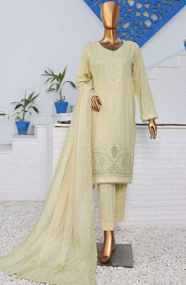 Premium Venice by HZ Textile - Unstitched 3 Piece Embroidered Chickankari Lawn Summer Collection - Cream