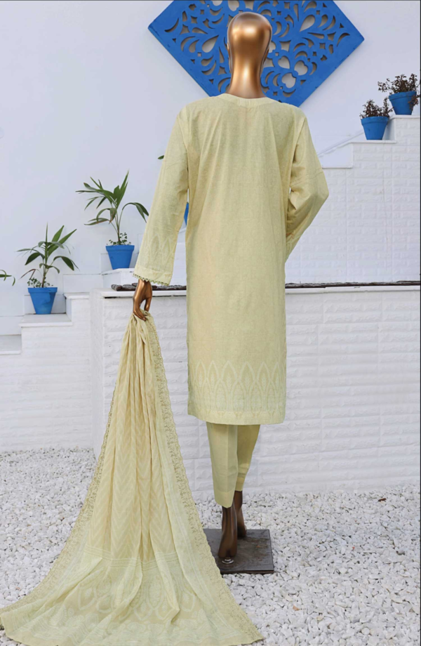 Premium Venice by HZ Textile - Unstitched 3 Piece Embroidered Chickankari Lawn Summer Collection - Cream - Image 3