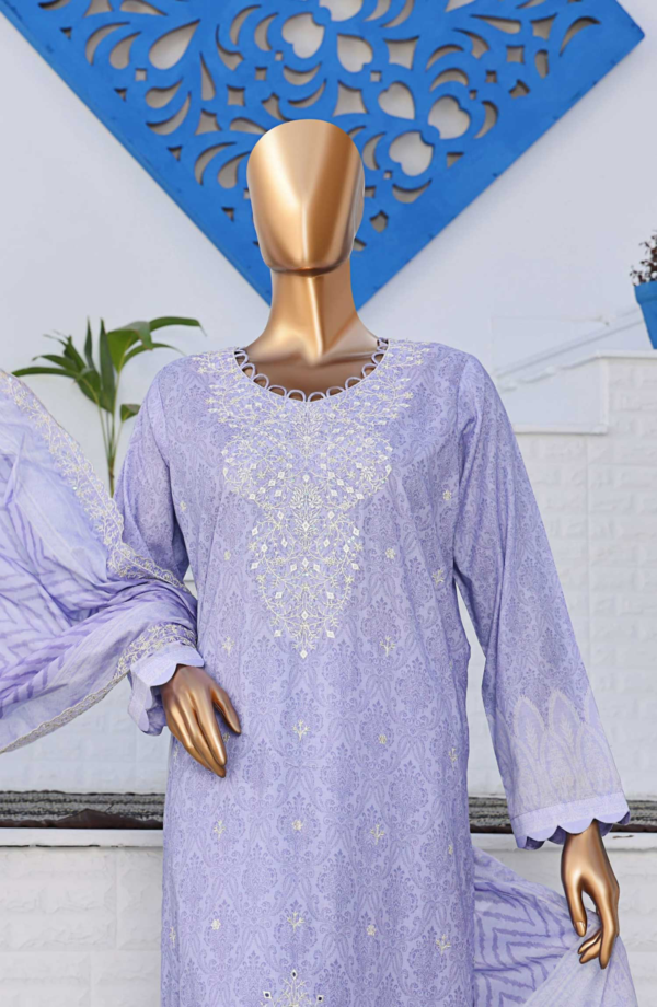 Premium Venice by HZ Textile - Unstitched 3 Piece Embroidered Chickankari Lawn Summer Collection - Purple - Image 2