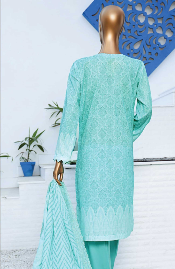 Premium Venice by HZ Textile - Unstitched 3 Piece Embroidered Chickankari Lawn Summer Collection - Light Blue - Image 3