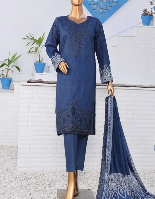 Premium Venice by HZ Textile - Unstitched 3 Piece Embroidered Chickankari Lawn Summer Collection - Blue