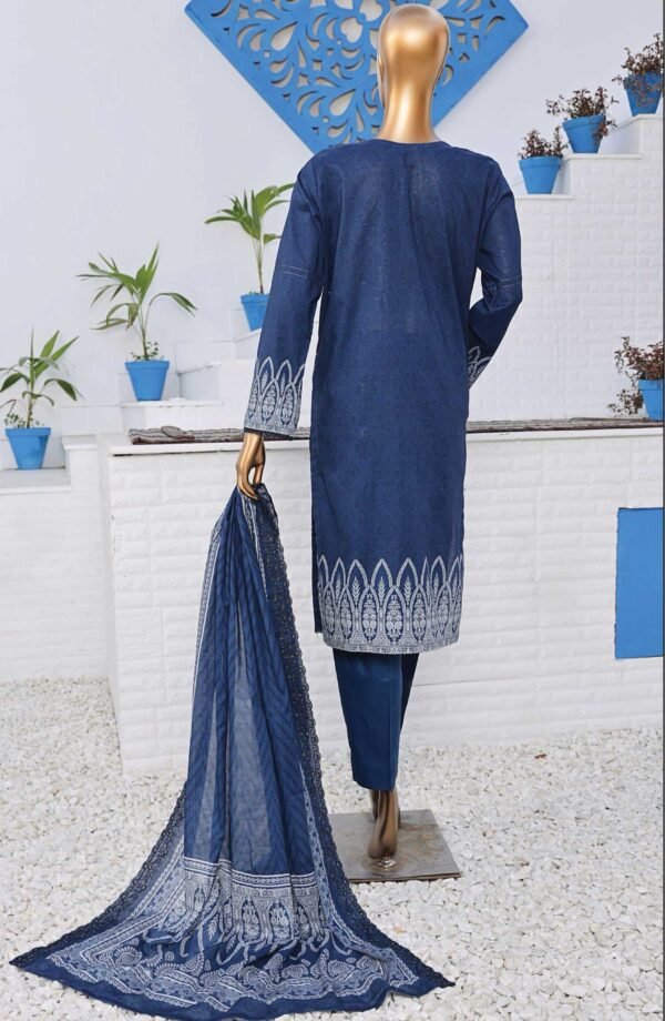 Premium Venice by HZ Textile - Unstitched 3 Piece Embroidered Chickankari Lawn Summer Collection - Blue - Image 3