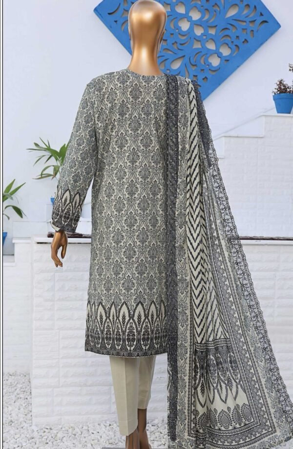 Premium Venice by HZ Textile - Unstitched 3 Piece Embroidered Chickankari Lawn Summer Collection - Grey - Image 3