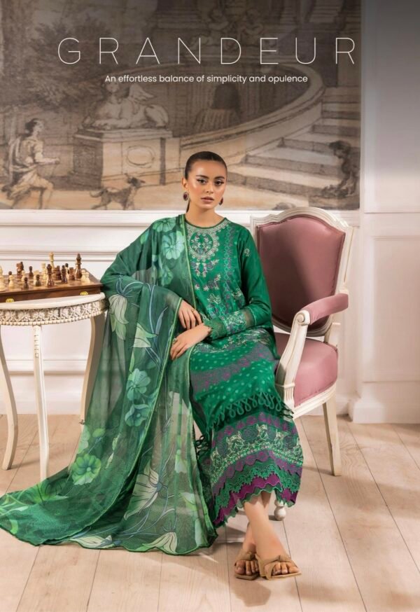 Selene by Gull Jee - Unstitched Embroidered 3 Piece Lawn Collection - A04 - Image 3