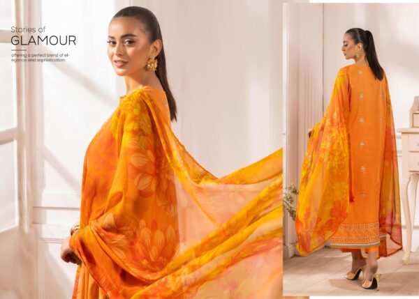 Selene by Gull Jee - Unstitched Embroidered 3 Piece Lawn Collection - A08 - Image 2