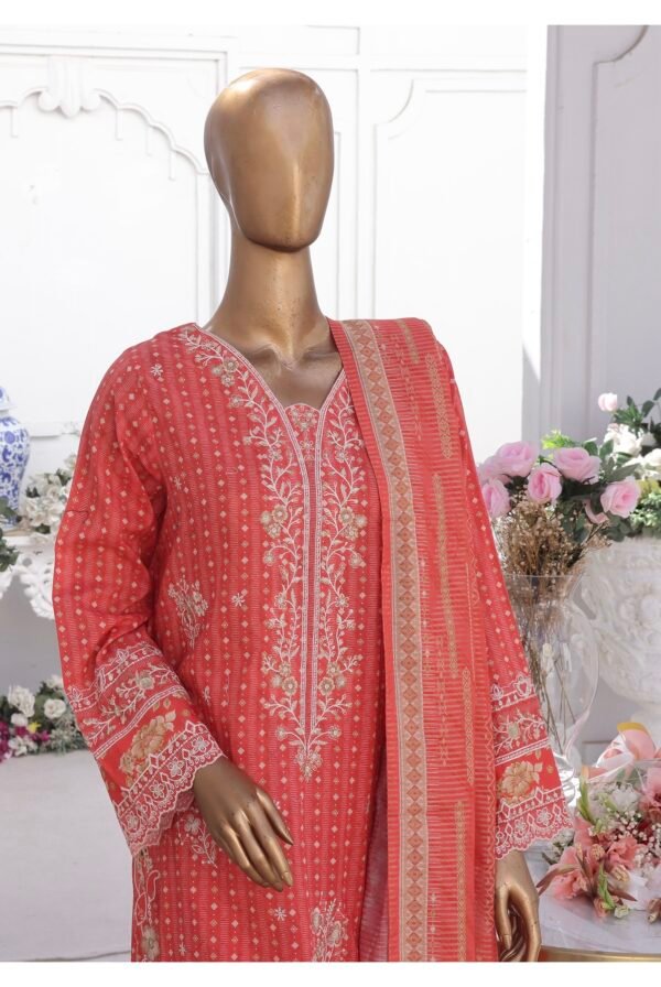 Bin Saeed Eid Ki Khushiyan Luxury Self & Stripe 3 Piece Collection'25 - D01 - Image 2