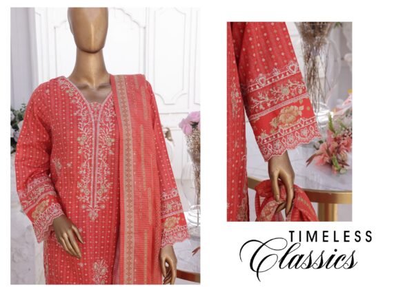 Bin Saeed Eid Ki Khushiyan Luxury Self & Stripe 3 Piece Collection'25 - D01 - Image 3