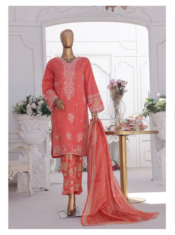 Bin Saeed Eid Ki Khushiyan Luxury Self & Stripe 3 Piece Collection'25 - D01