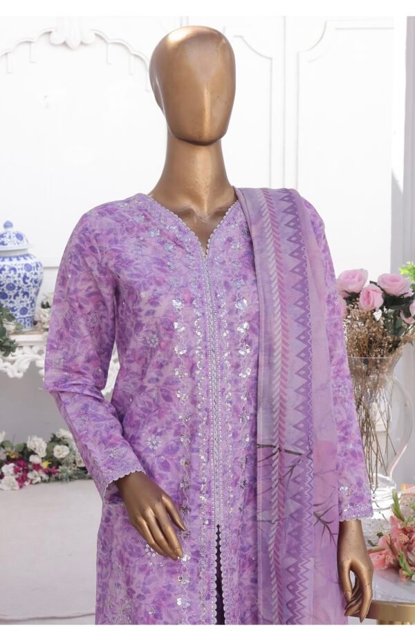 Bin Saeed Eid Ki Khushiyan Luxury Self & Stripe 3 Piece Collection'25 - D02 - Image 2