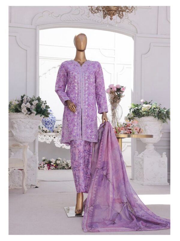 Bin Saeed Eid Ki Khushiyan Luxury Self & Stripe 3 Piece Collection'25 - D02