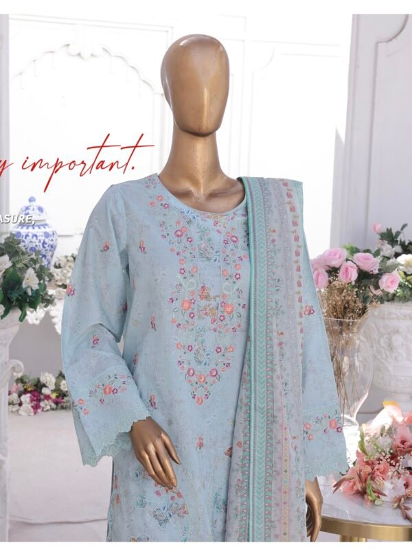 Bin Saeed Eid Ki Khushiyan Luxury Self & Stripe 3 Piece Collection'25 - D03 - Image 2