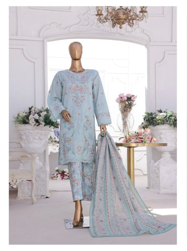 Bin Saeed Eid Ki Khushiyan Luxury Self & Stripe 3 Piece Collection'25 - D03
