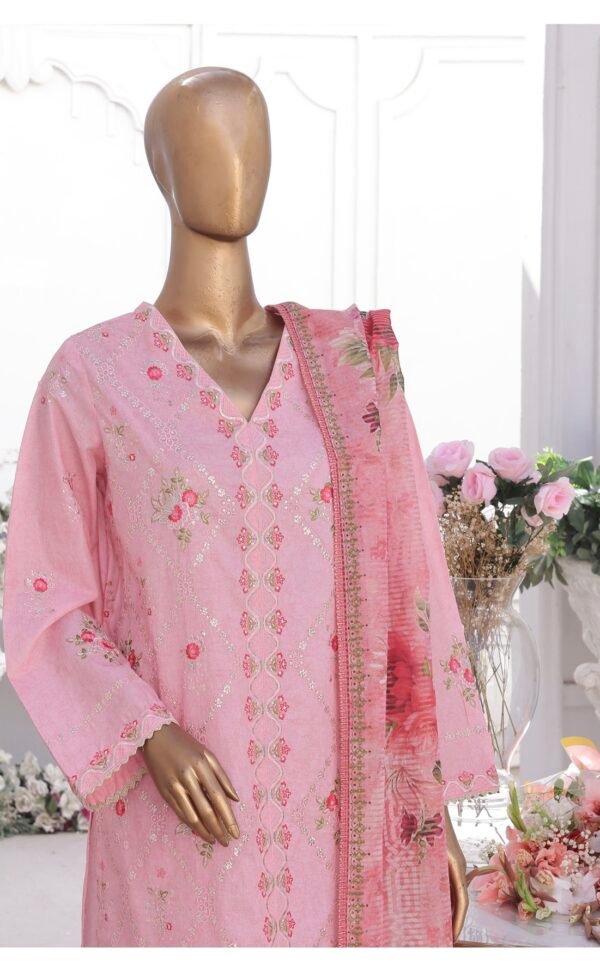 Bin Saeed Eid Ki Khushiyan Luxury Self & Stripe 3 Piece Collection'25 - D04 - Image 2