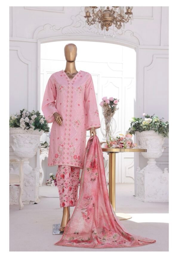 Bin Saeed Eid Ki Khushiyan Luxury Self & Stripe 3 Piece Collection'25 - D04