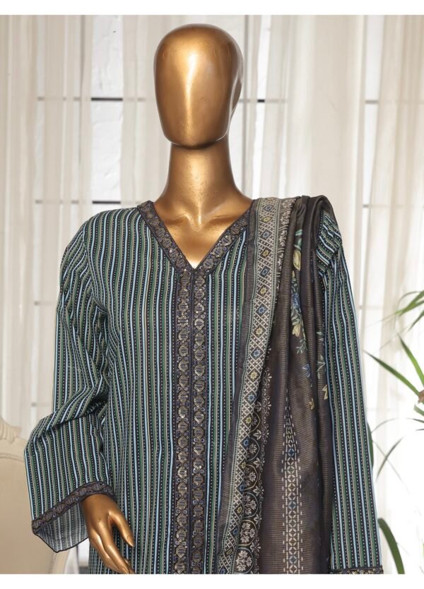Bin Saeed Eid Ki Khushiyan Luxury Self & Stripe 3 Piece Collection'25 - D06 - Image 2