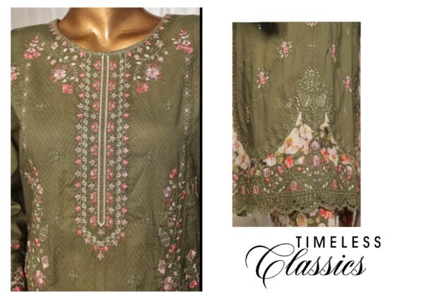 Bin Saeed Eid Ki Khushiyan Luxury Self & Stripe 3 Piece Collection'25 - D07 - Image 2