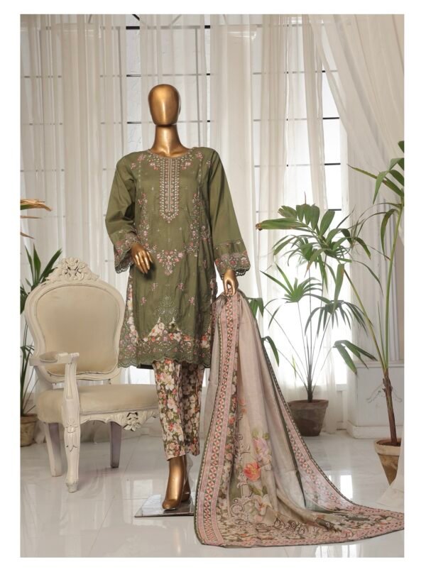 Bin Saeed Eid Ki Khushiyan Luxury Self & Stripe 3 Piece Collection'25 - D07