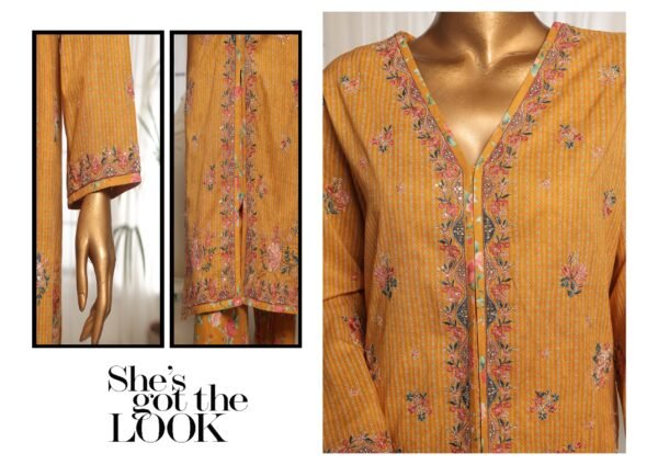 Bin Saeed Eid Ki Khushiyan Luxury Self & Stripe 3 Piece Collection'25 - D09 - Image 3
