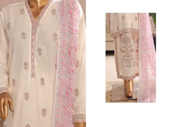 Bin Saeed Exclusive Plain Embroidered 3-Piece Collection 2025 - D01 - Image 2