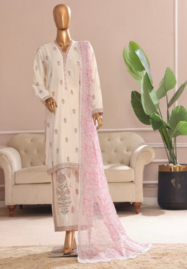 Bin Saeed Exclusive Plain Embroidered 3-Piece Collection 2025 - D01