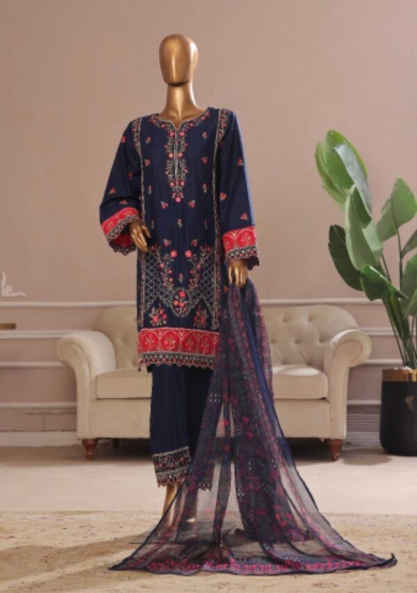 Bin Saeed Exclusive Plain Embroidered 3-Piece Collection 2025 - D03