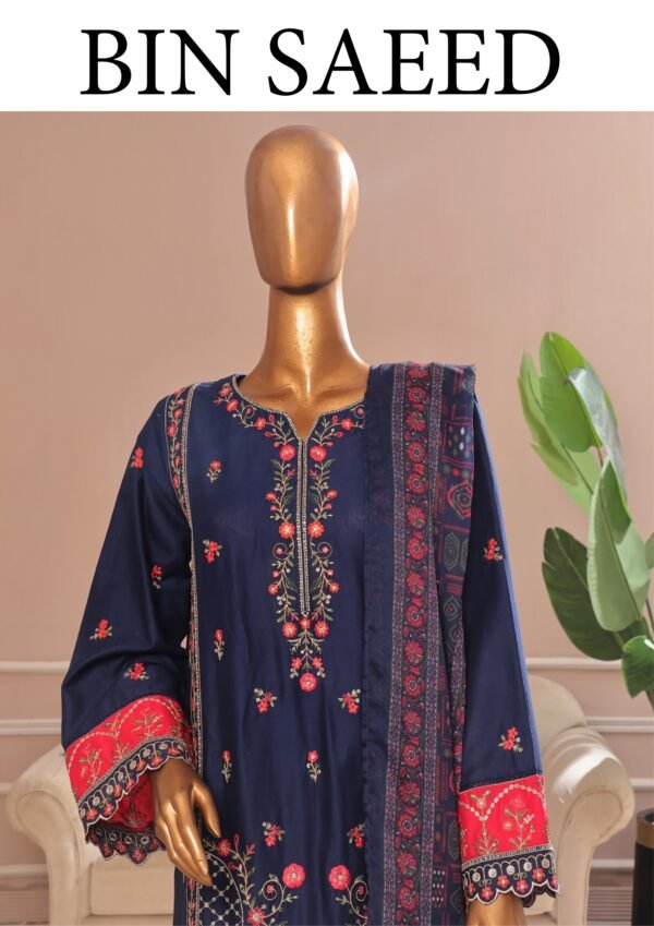 Bin Saeed Exclusive Plain Embroidered 3-Piece Collection 2025 - D03 - Image 4