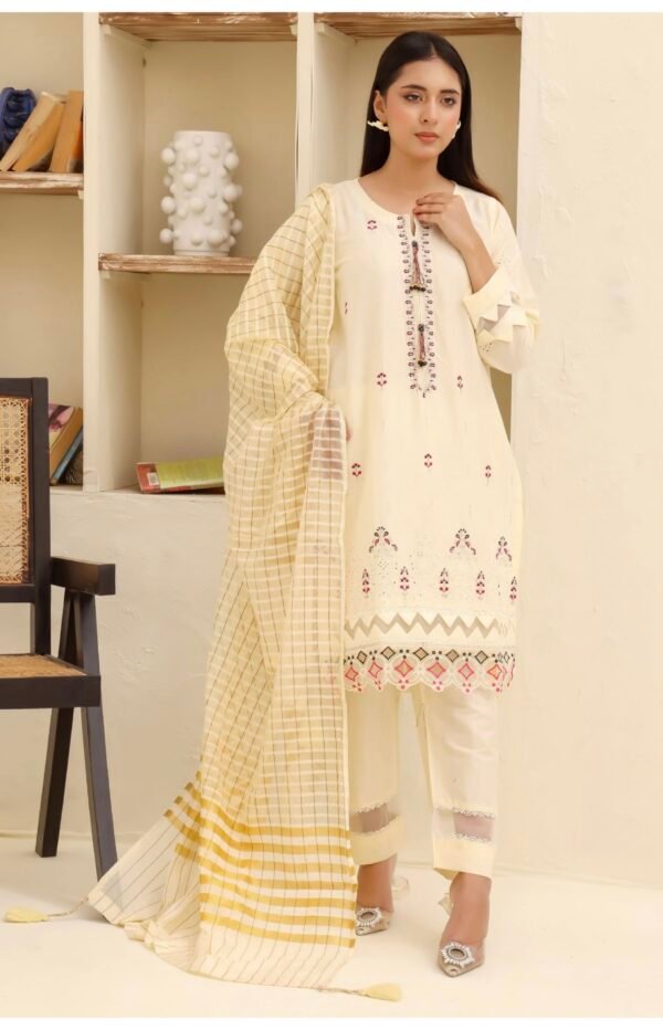 BAU-G Stitched 3 Piece Embroidered Chickankari Collection - D01