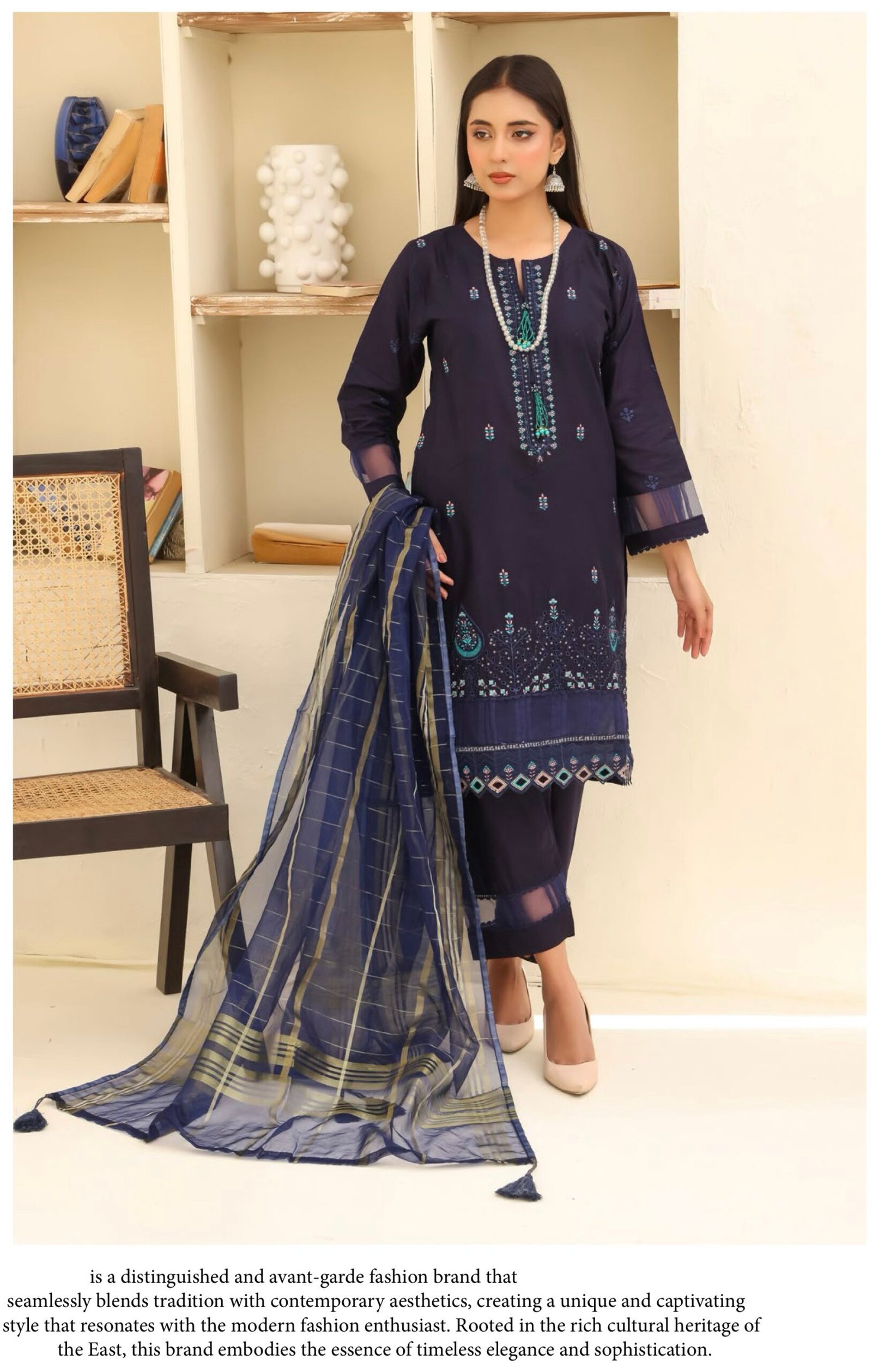 BAU-G Stitched 3 Piece Embroidered Chickankari Collection - D07