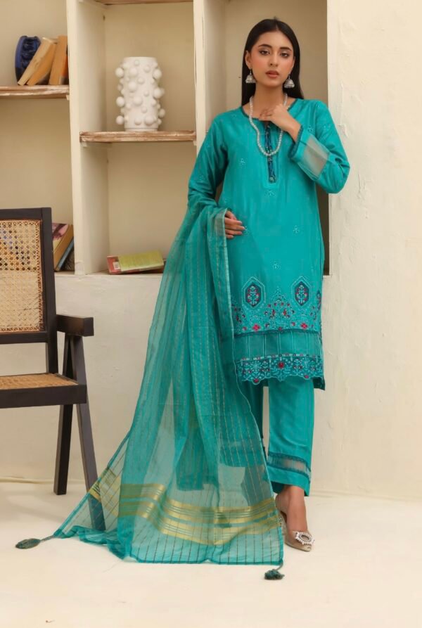 BAU-G Stitched 3 Piece Embroidered Chickankari Collection - D09