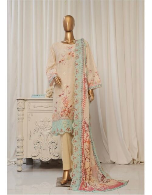 Bin Saeed Exclusive Lawn Embroidered 3-Piece Collection 2025 - D01