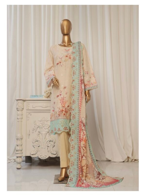 Bin Saeed Exclusive Lawn Embroidered 3-Piece Collection 2025 - D01