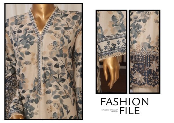 Bin Saeed Exclusive Lawn Embroidered 3-Piece Collection 2025 - D03 - Image 2