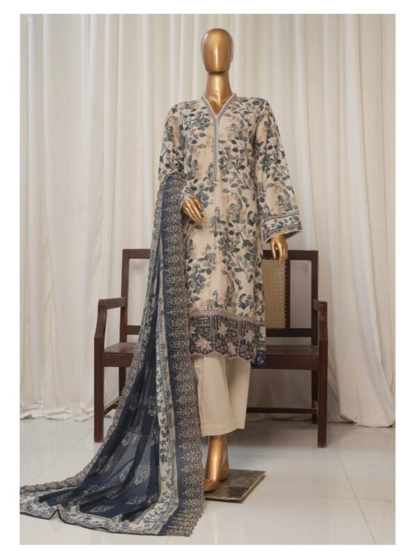 Bin Saeed Exclusive Lawn Embroidered 3-Piece Collection 2025 - D03