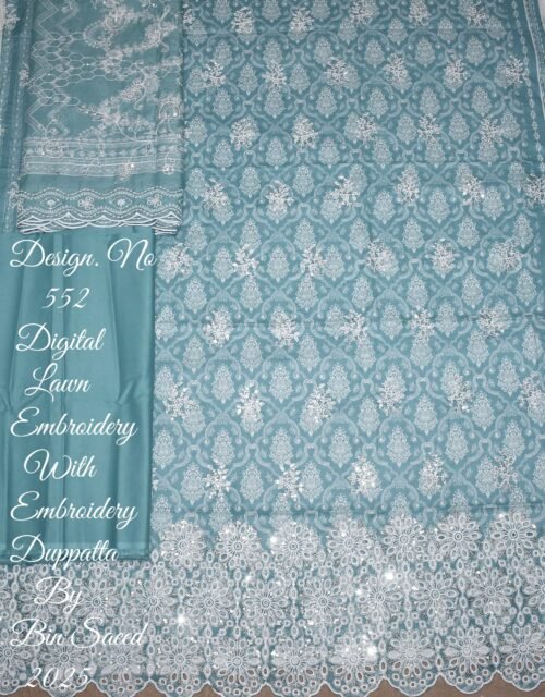 Bin Saeed Embroidered Chikankari Lawn Unstitched 3 Piece Summer Collection - D34