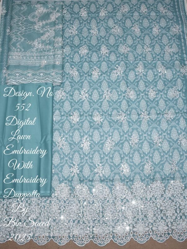 Bin Saeed Embroidered Chikankari Lawn Unstitched 3 Piece Summer Collection - D34