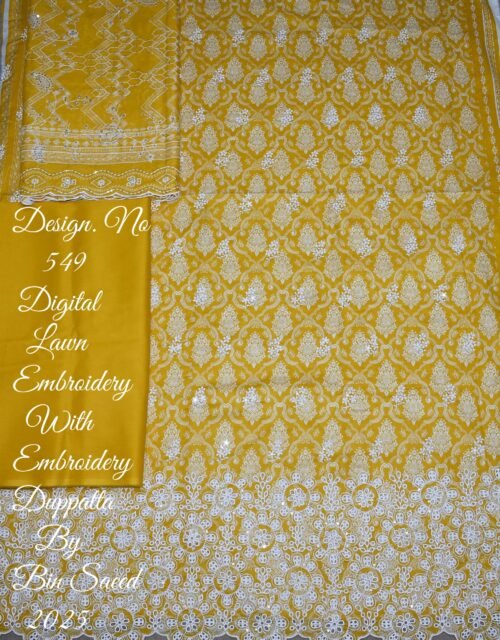 Bin Saeed Embroidered Chikankari Lawn Unstitched 3 Piece Summer Collection - D32
