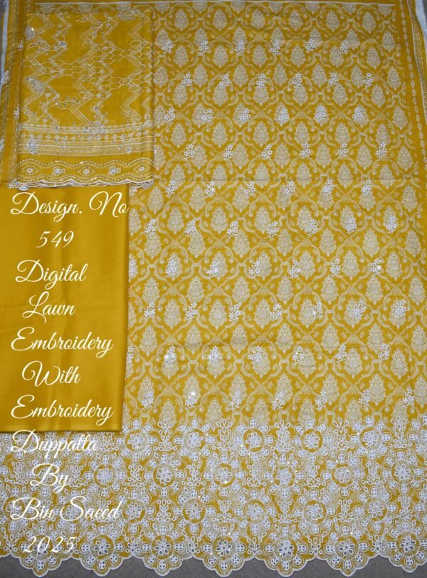 Bin Saeed Embroidered Chikankari Lawn Unstitched 3 Piece Summer Collection - D32