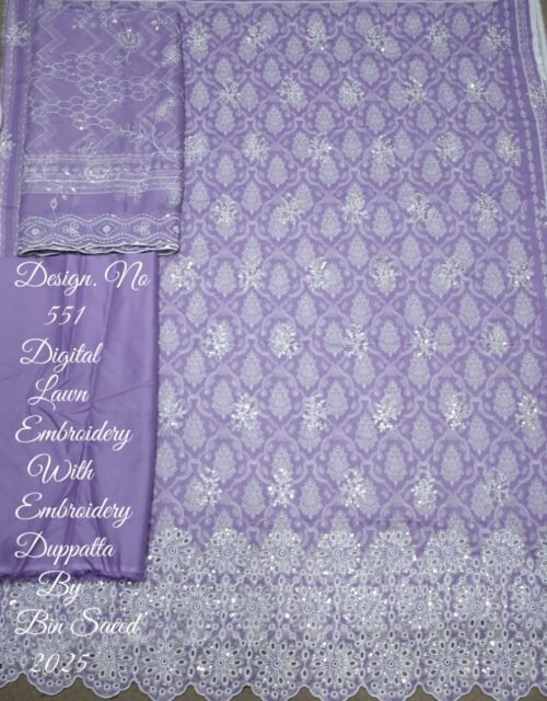 Bin Saeed Embroidered Chikankari Lawn Unstitched 3 Piece Summer Collection - D33