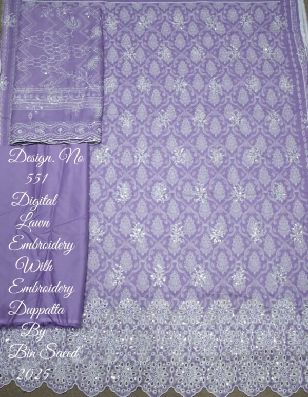 Bin Saeed Embroidered Chikankari Lawn Unstitched 3 Piece Summer Collection - D33