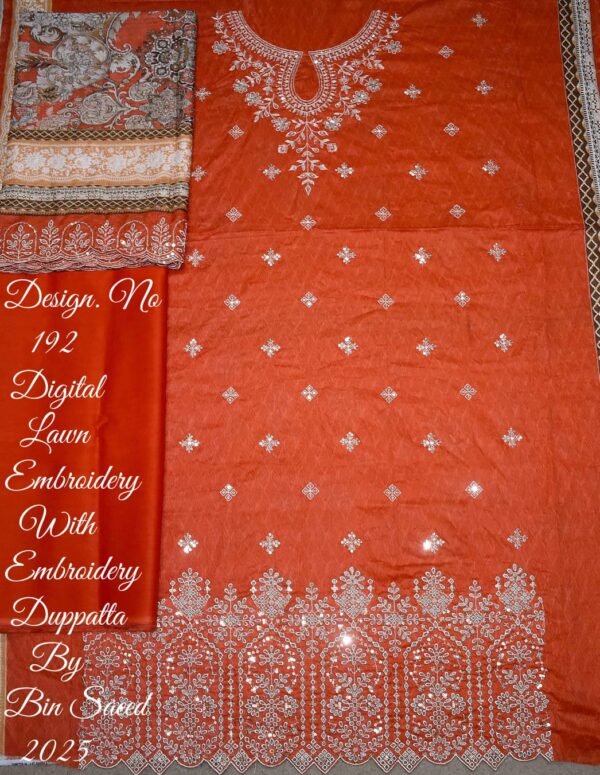 Bin Saeed Embroidered Chikankari Lawn Unstitched 3 Piece Summer Collection - D29