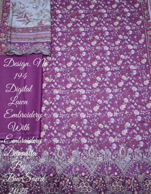 Bin Saeed Embroidered Chikankari Lawn Unstitched 3 Piece Summer Collection - D31