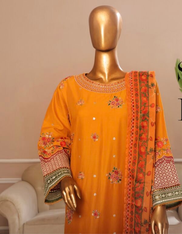 Bin Saeed Exclusive Plain Embroidered 3-Piece Collection 2025 - D04 - Image 2