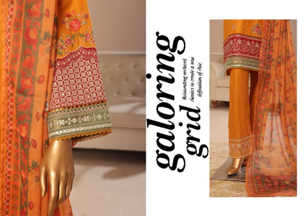 Bin Saeed Exclusive Plain Embroidered 3-Piece Collection 2025 - D04 - Image 4