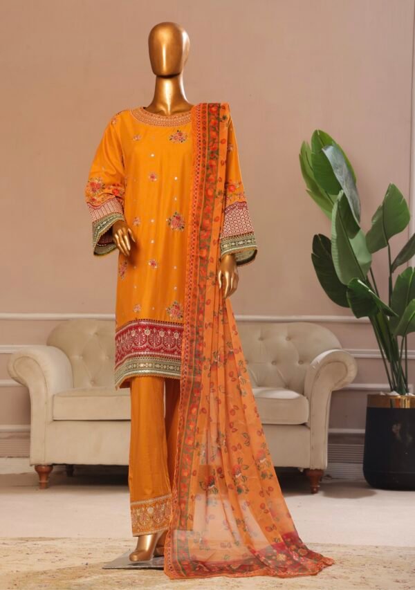 Bin Saeed Exclusive Plain Embroidered 3-Piece Collection 2025 - D04
