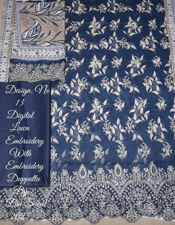 Bin Saeed Embroidered Chikankari Lawn Unstitched 3 Piece Summer Collection - D20