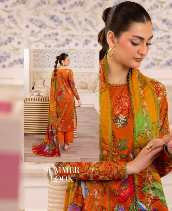 Premium HANIA By BINAAS - Unstitched Embroidered 3-Piece Lawn Collection - A12 - Image 2